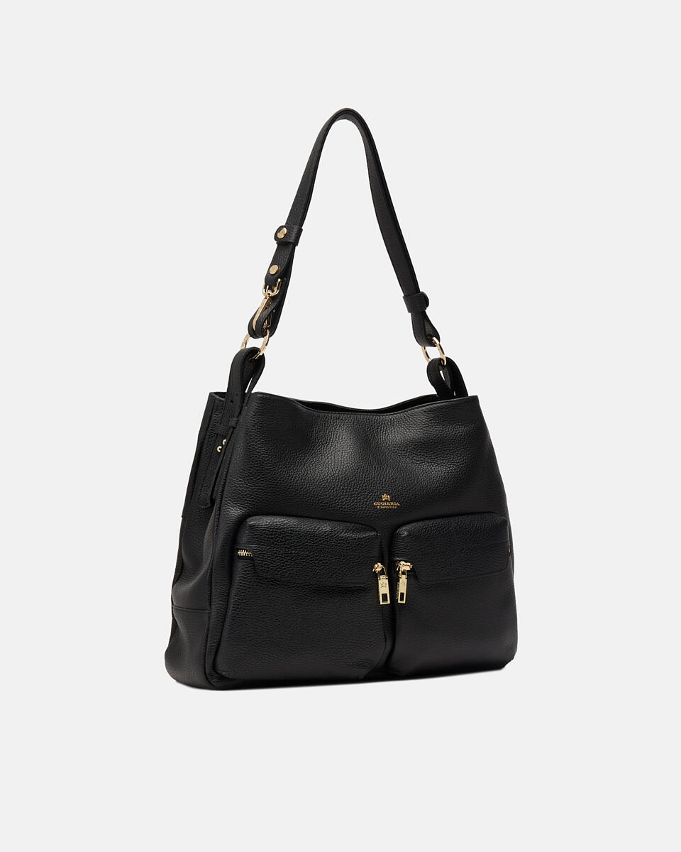 HOBO BAG Schwarz  - Schultertaschen - Damen Taschen - Tasche - Cuoieria Fiorentina