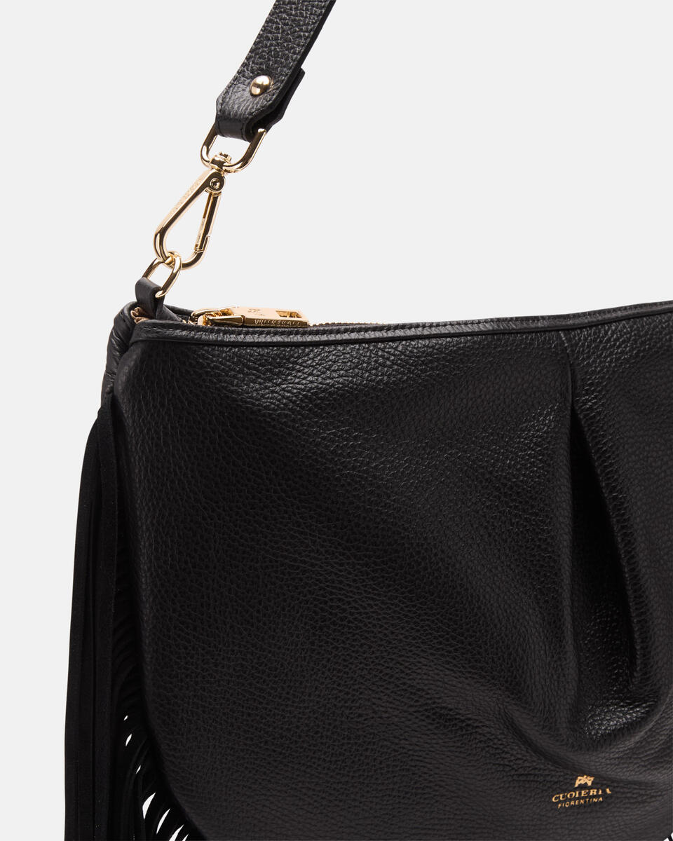 POUCH MIT FRANSEN Schwarz  - Schultertaschen - Damen Taschen - Tasche - Cuoieria Fiorentina