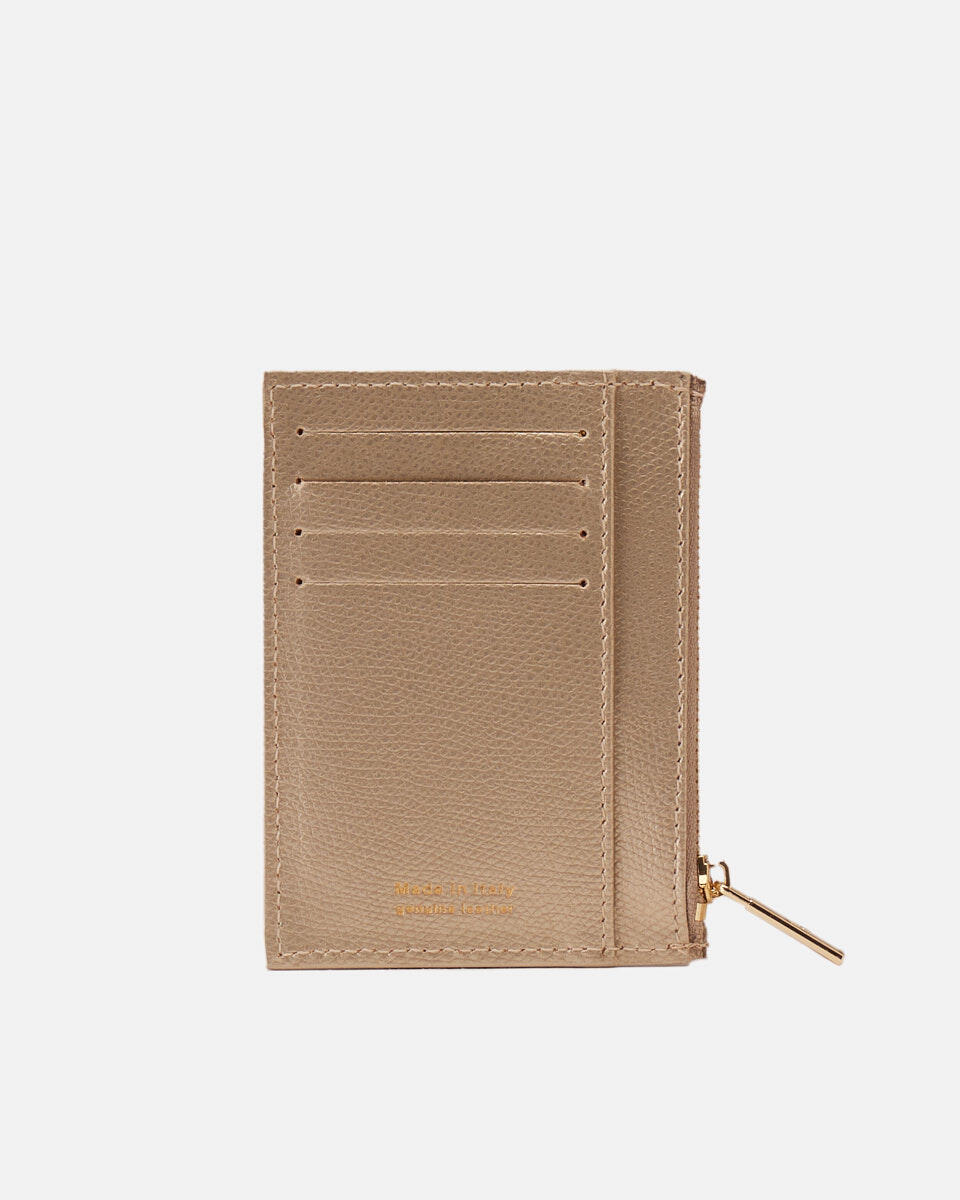 Kartenhalter mit Reißverschluss Gold  - Damen Brieftaschen - Brieftaschen - Cuoieria Fiorentina