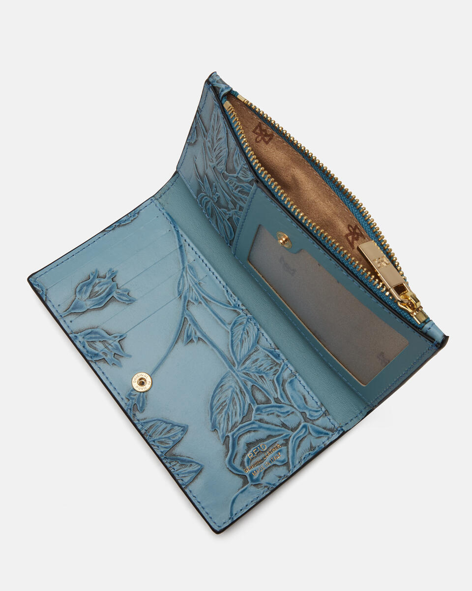 Vertikale Kartenhalter Hellblau  - Damen Brieftaschen - Brieftaschen - Cuoieria Fiorentina